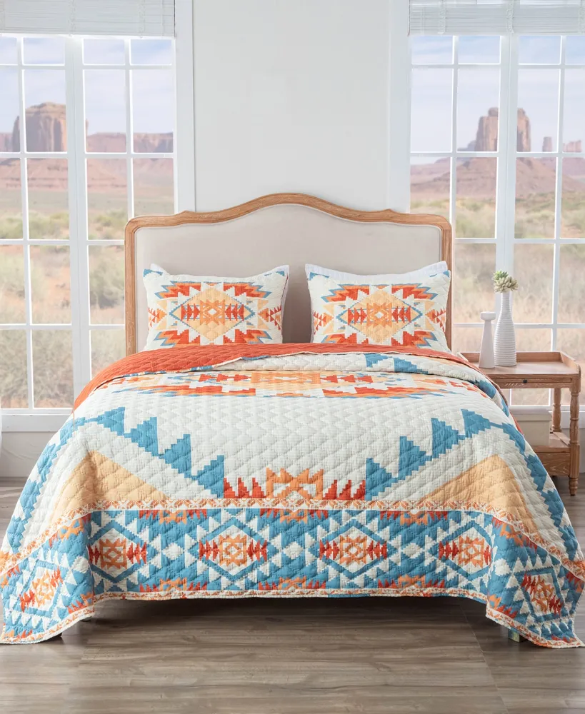 Greenland Home Fashions Horizon Southwestern Native 3 Piece Quilt Set, King/California King