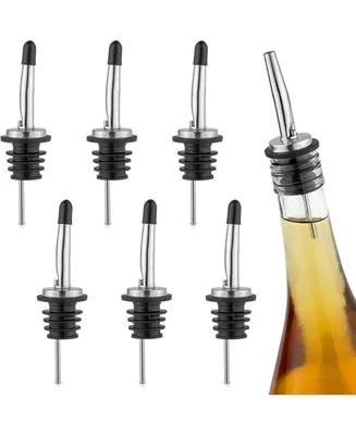 Zulay Kitchen Stainless Steel Liquor Bottle Pourers with Rubber Dust Caps