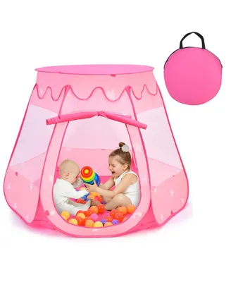 Costway Kid Outdoor Indoor Princess Play Tent Playhouse Ball Tent Toddler Toys w/ 100 Balls
