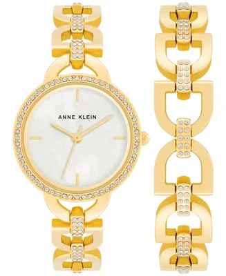 Anne Klein Women's Crystal Accent Bracelet Watch 31mm Gift Set