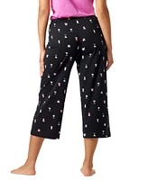 Hue Women's Sleepwell Printed Knit Capri Pajama Pant Made with Temperature Regulating Technology