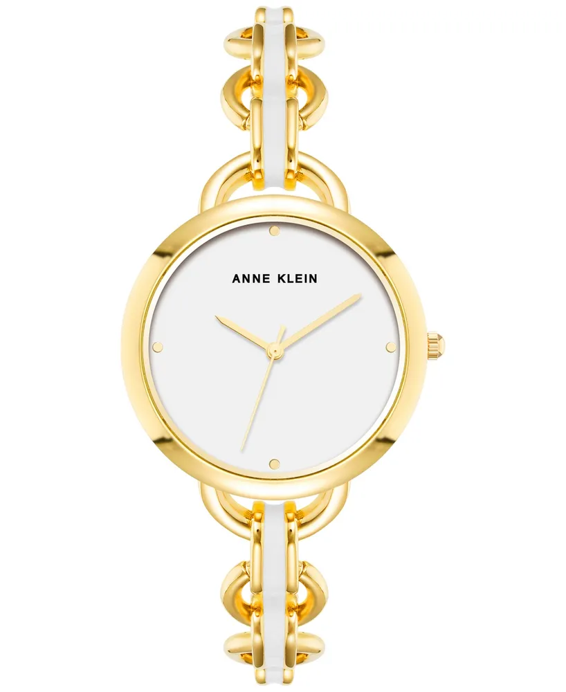 Anne Klein Women's Gold-Tone & Enamel Bracelet Watch 36mm