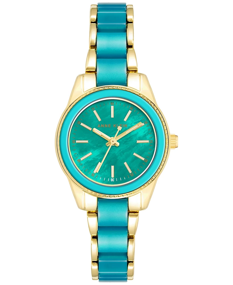 Anne Klein Women's Teal & Gold-Tone Bracelet Watch 30mm