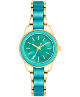 Anne Klein Women's Teal & Gold-Tone Bracelet Watch 30mm