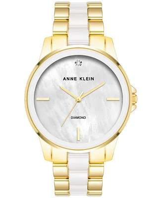 Anne Klein Women's Diamond Accent Ceramic & Metal Bracelet Watch 38mm - Gold