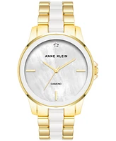 Anne Klein Women's Diamond Accent Ceramic & Metal Bracelet Watch 38mm - Gold