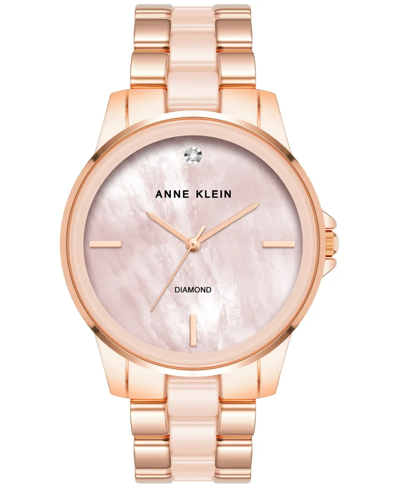 Anne Klein Women's Diamond Accent Ceramic & Metal Bracelet Watch 38mm