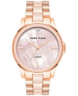 Anne Klein Women's Diamond Accent Ceramic & Metal Bracelet Watch 38mm