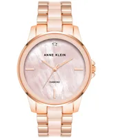 Anne Klein Women's Diamond Accent Ceramic & Metal Bracelet Watch 38mm