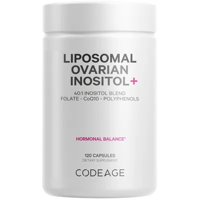Codeage Liposomal Ovarian Inositol + Supplement, Folate & CoQ10 Phytosome, Hormonal Balance - 120ct
