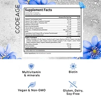Codeage Biotin Supplement with Vitamin C, Vitamin E, Vitamin B6, Niacin, Folate, Organic Food Blend, Phytoceramides, Astaxanthin, Selenium