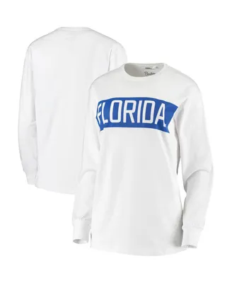 Women's Pressbox White Florida Gators Big Block Whiteout Long Sleeve T-shirt