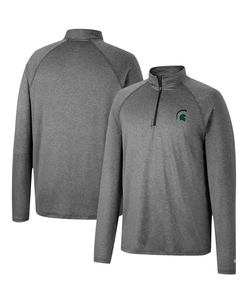 Men's Colosseum Heathered Gray Michigan State Spartans Earth First Raglan Quarter-Zip Windshirt