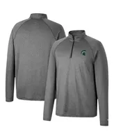 Men's Colosseum Heathered Gray Michigan State Spartans Earth First Raglan Quarter-Zip Windshirt