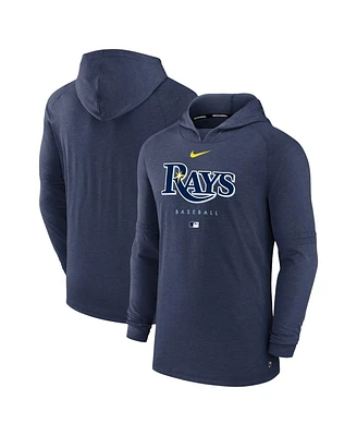 Men's Nike Heather Navy Tampa Bay Rays Authentic Collection Early Work Tri-Blend Performance Pullover Hoodie