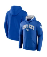 Men's Fanatics Royal Kentucky Wildcats Arch and Logo Tackle Twill Pullover Hoodie
