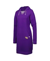 Women's Touch Purple Lsu Tigers Quick Pass Lace-Up V-Neck Hoodie Dress