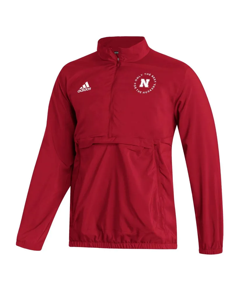 Men's adidas Scarlet Nebraska Huskers Aeroready Half-Zip Jacket