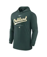 Men's Nike Heather Green Oakland Athletics Authentic Collection Early Work Tri-Blend Performance Pullover Hoodie