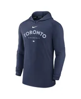 Men's Nike Heather Navy Toronto Blue Jays Authentic Collection Early Work Tri-Blend Performance Pullover Hoodie