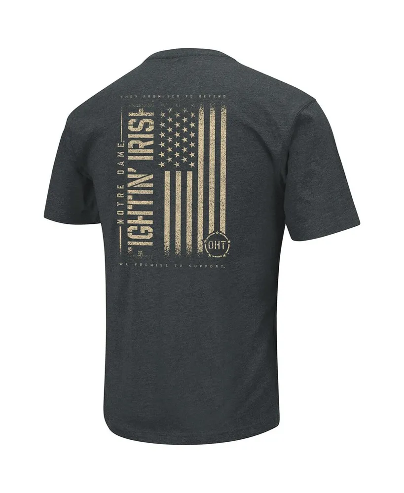 Men's Colosseum Heathered Black Notre Dame Fighting Irish Oht Military-Inspired Appreciation Flag 2.0 T-shirt