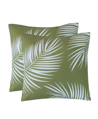 Ocean Pacific Grid Palm Print 2 Pack Decorative Pillow Set, 18" x 18"