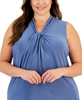 Kasper Plus Size Knot Sleeveless Top