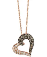 Le Vian Chocolate Diamond (1/6 ct. t.w.) & Vanilla Diamond (1/8 ct. t.w.) Heart 18" Pendant Necklace in 14k Rose Gold