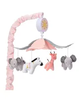 Lambs & Ivy Jazzy Jungle Peach/Gray Safari Animals Musical Baby Crib Mobile