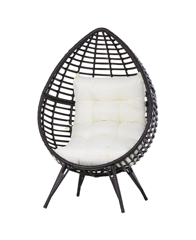 Sunnydaze Decor Delaney Hanging Egg Chair with Seat Cushions and Stand - Black