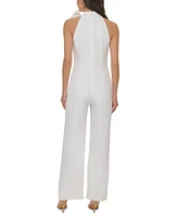 Vince Camuto Women's Signature Stretch Crepe Bow-Neck Halter Jumpsuit