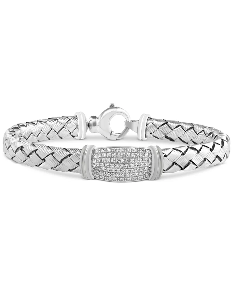 Effy Diamond Pave Woven Link Bracelet (1/4 ct. t.w.) in Sterling Silver