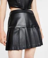 Bar Iii Women's Faux-Leather Pleated Mini Skirt, Created for Macy's