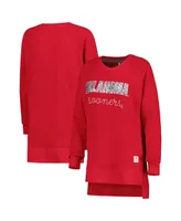 Women's Pressbox Crimson Oklahoma Sooners Steamboat Animal Print Raglan Pullover Sweatshirt