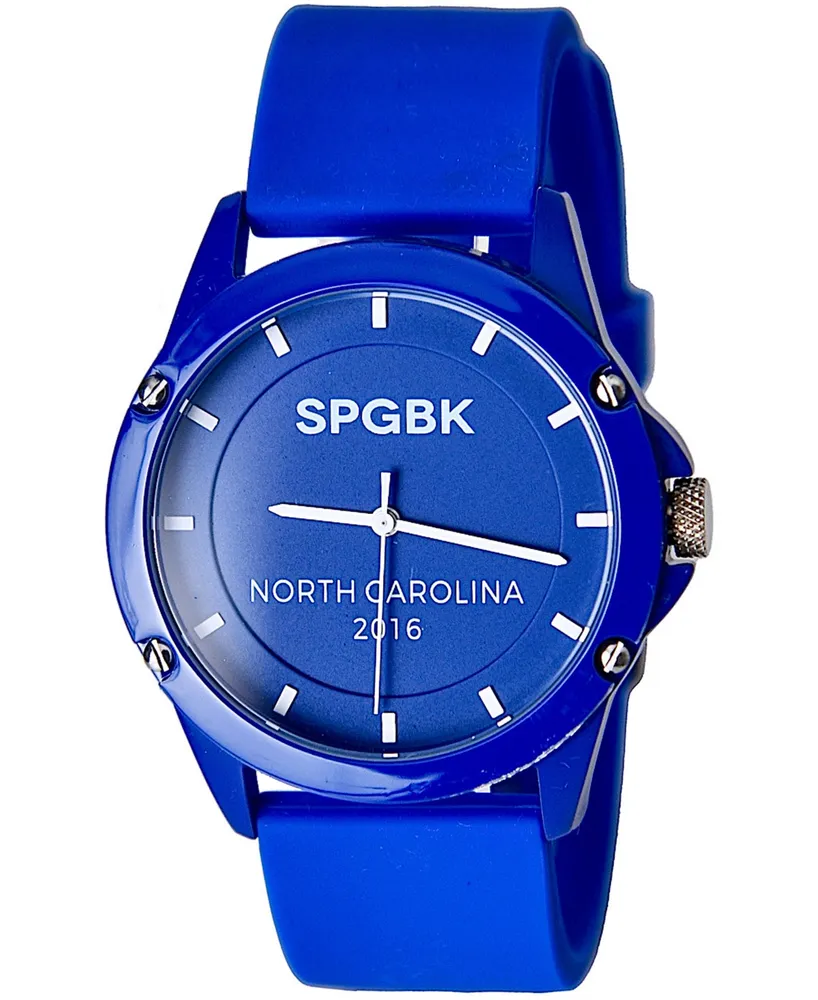 Spgbk Watches Unisex Bronco Three Hand Quartz Blue Silicone Watch, 44mm