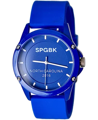 Spgbk Watches Unisex Bronco Three Hand Quartz Blue Silicone Watch, 44mm