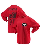 Women's Pressbox Red Georgia Bulldogs The Big Shirt Oversized Long Sleeve T-shirt