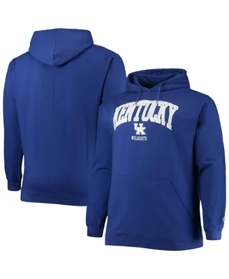 Men's Champion Royal Kentucky Wildcats Big and Tall Arch Over Logo Powerblend Pullover Hoodie