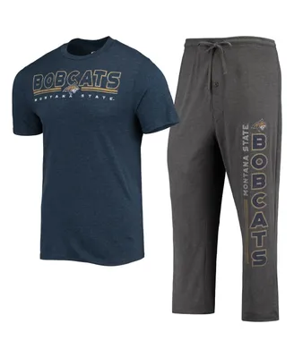 Men's Concepts Sport Heathered Charcoal and Navy Montana State Bobcats Meter T-shirt Pants Sleep Set