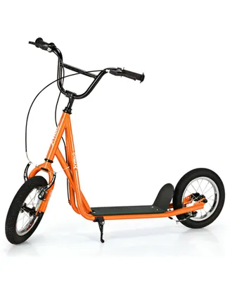 Costway Kick Scooter Carbon Steel Frame W/12'' Air Filled Wheel Youth Kids