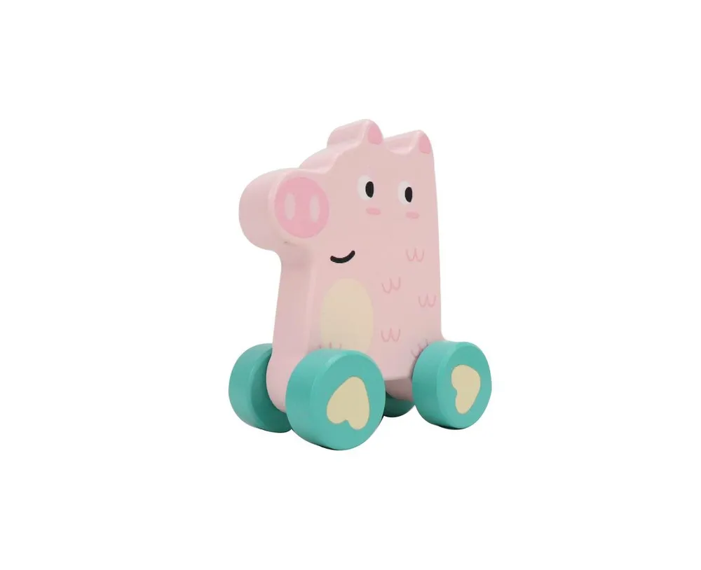 Leo & Friends Wooden Little Pig Vehicle Toy, Perfect Christmas or Birthday Present
