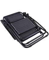 2 Pcs Folding Zero Gravity Reclining Lounge Chairs Beach Patio with Utility Tray