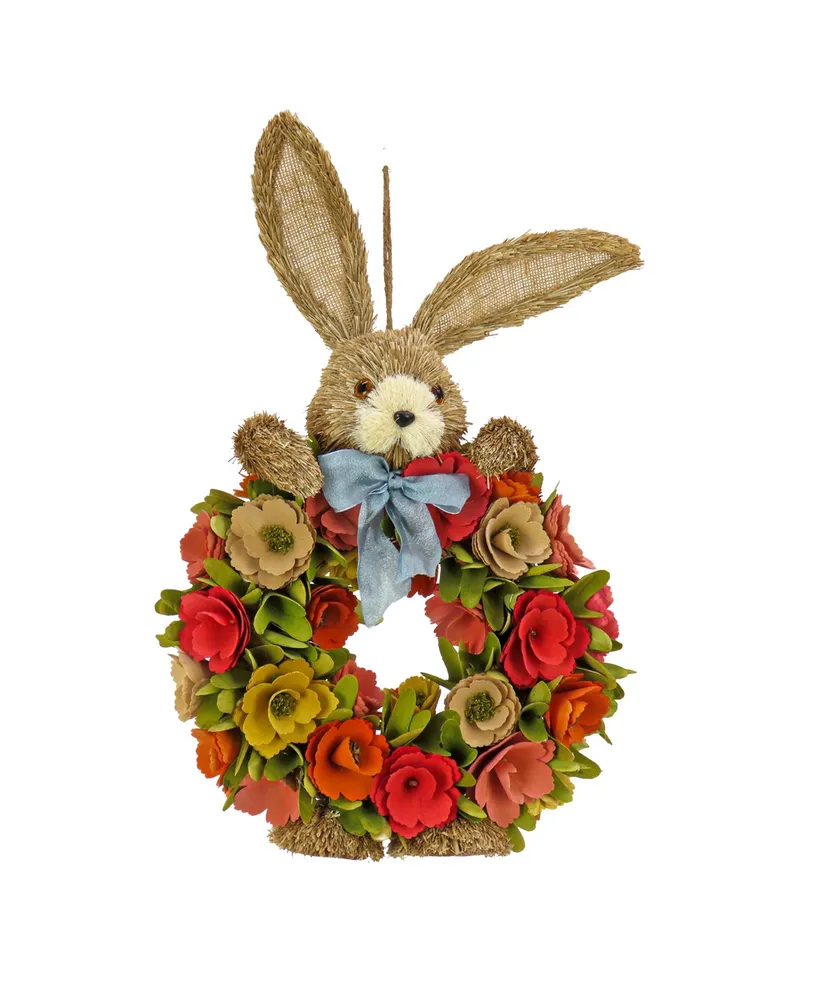 National Tree Company 20" Flower Blooms and Cottontail Wreath