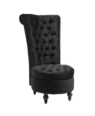 Homcom Retro Button-Tufted Royal Design High Back Armless Chair w/Thick Padding