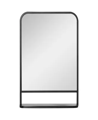 Homcom 34" x 21" Rectangle Modern Wall Mirror with Storage Shelf, Mirrors for Wall in Living Room, Bedroom, Black