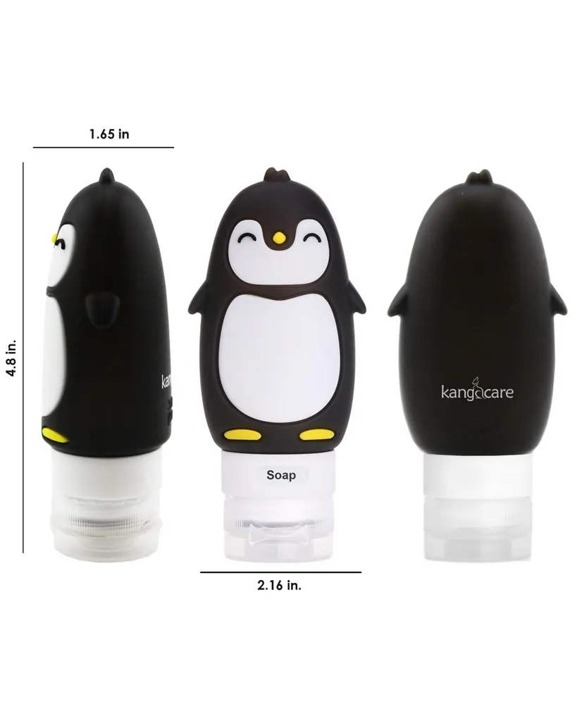 Kanga Care Travel Buddiez - Penguin Family (4 pack) Multicolored 3oz Silicone Reusable Bottles
