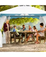 Costway 2 Tier 10'x10' Patio Gazebo Canopy Tent Steel Frame Shelter Awning W/Side Walls