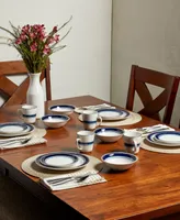 Tabletops Gallery Blue Stripes 16 Pc. Dinnerware Set, Service for 4