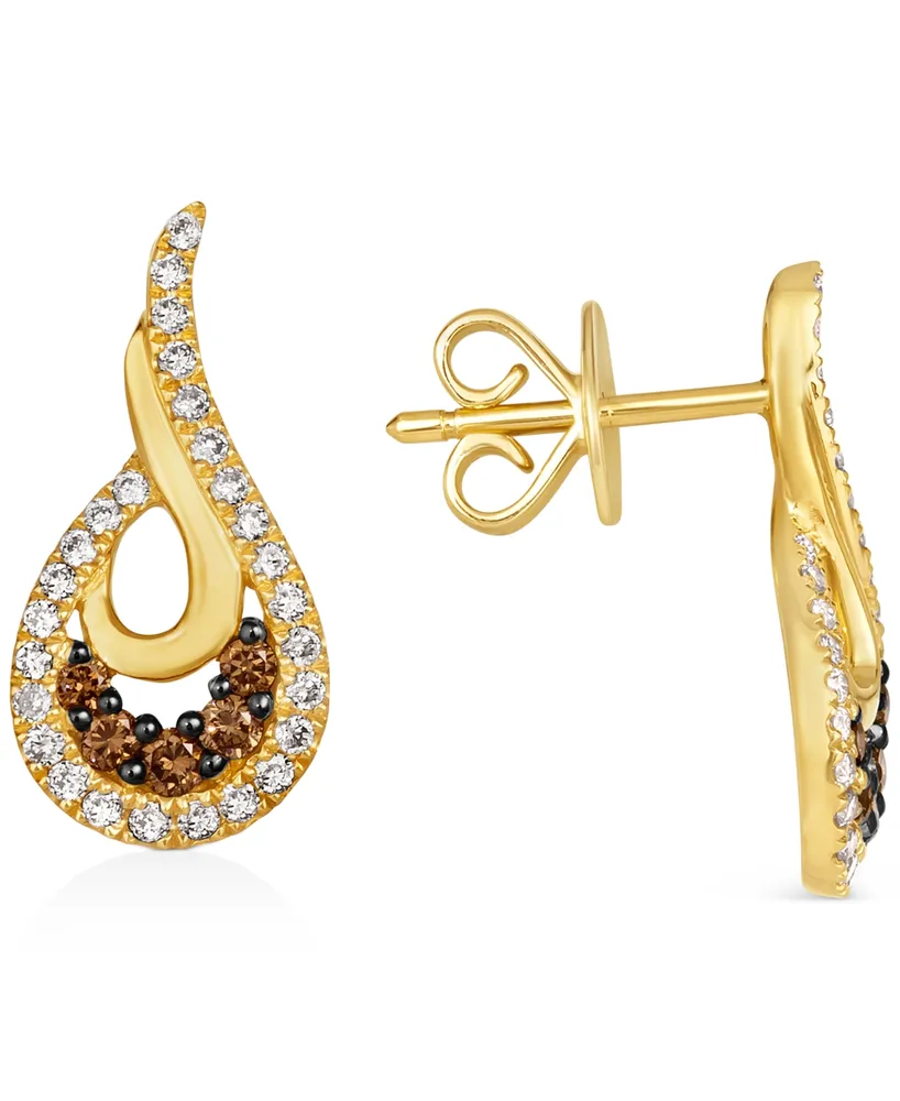 Le Vian Chocolate Diamond (1/4 ct. t.w.) & Nude Diamond (1/3 ct. t.w.) Swirl Drop Earrings in 14k Gold