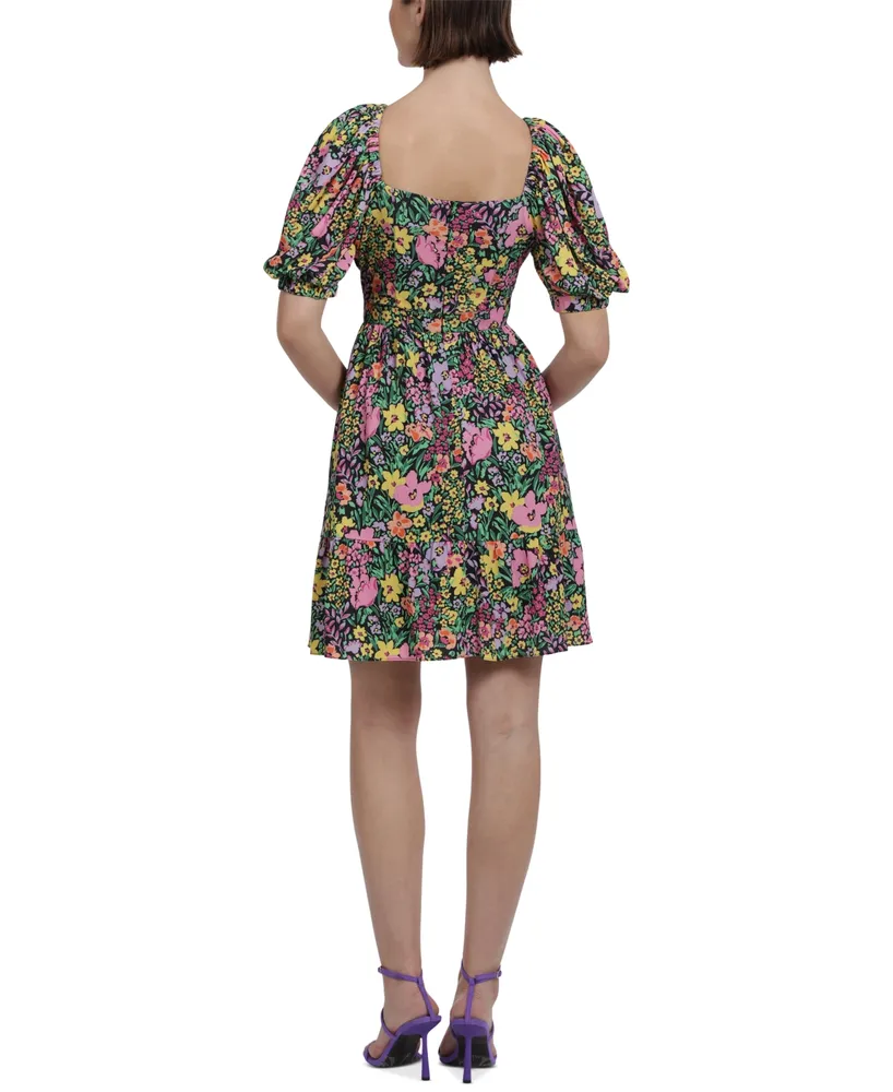 Donna Morgan Women's Floral-Printed V-Neck Mini Dress